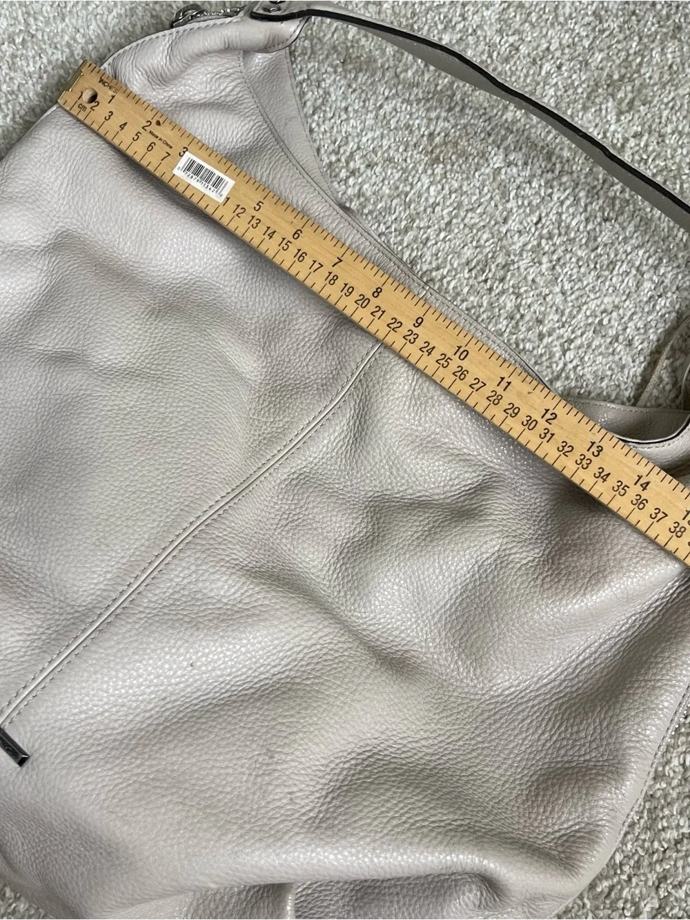 Rebecca Minkoff Grey Pebbled Hobo Shoulder Bag Zip Silver Hardware